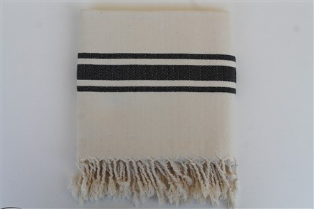 Peshtemal - Rug Colleciton - Black striped cream Herringbone