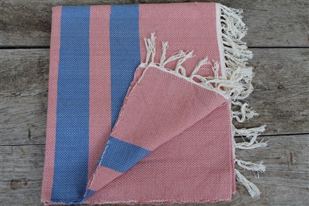 Kilim - Kilim Koleksiyonu - Mavi çizgili yavruağzı rengi kilim