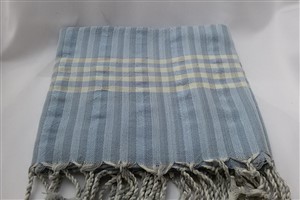 Peshtemal - Wave Collection - Light Blue - Grey Striped