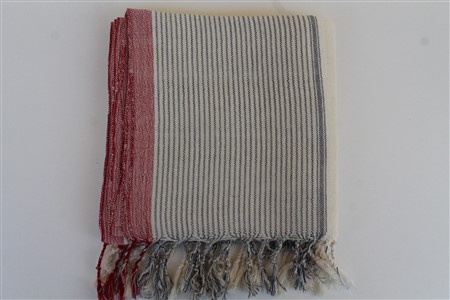 Peshtemal - Rug Colleciton - Red Striped pattern - cream peshtemal