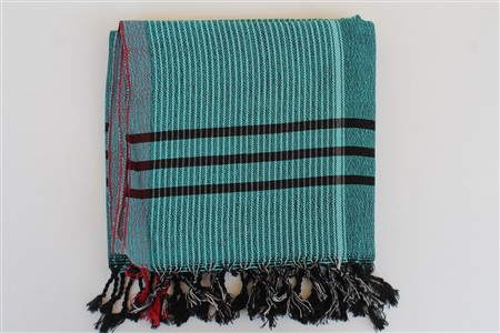 Peshtemal - Rug Colleciton - Red Striped pattern - dark turquoise