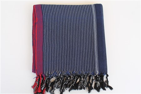 Peshtemal - Rug Colleciton - Red Striped pattern - navy blue peshtemal