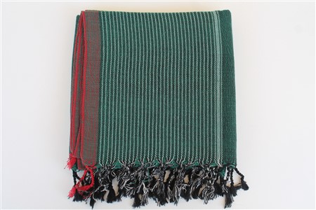 Peshtemal - Rug Colleciton - Red Striped pattern - oil green 