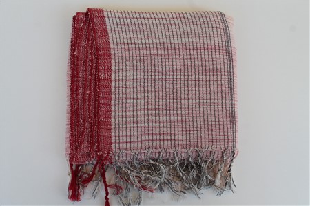 Peştemal - Kilim Koleksiyonu - Kırmızı çizgili desen - pudra pembe renk