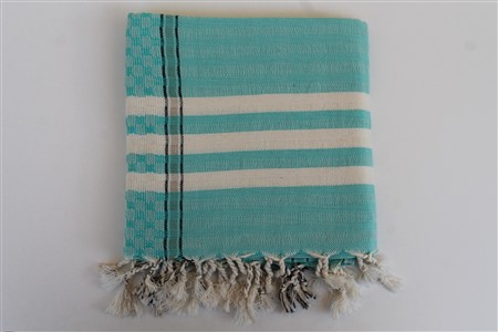Peshtemal - Mussel Collection - Turquoise Checker