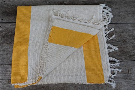 Kilim - Kilim Koleksiyonu - Sarı Beyaz geniş çizgili kilim